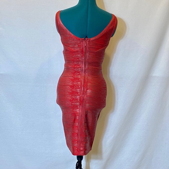 Bandage body red metallic foil mini dress size S, HL like - Picture 4 of 7